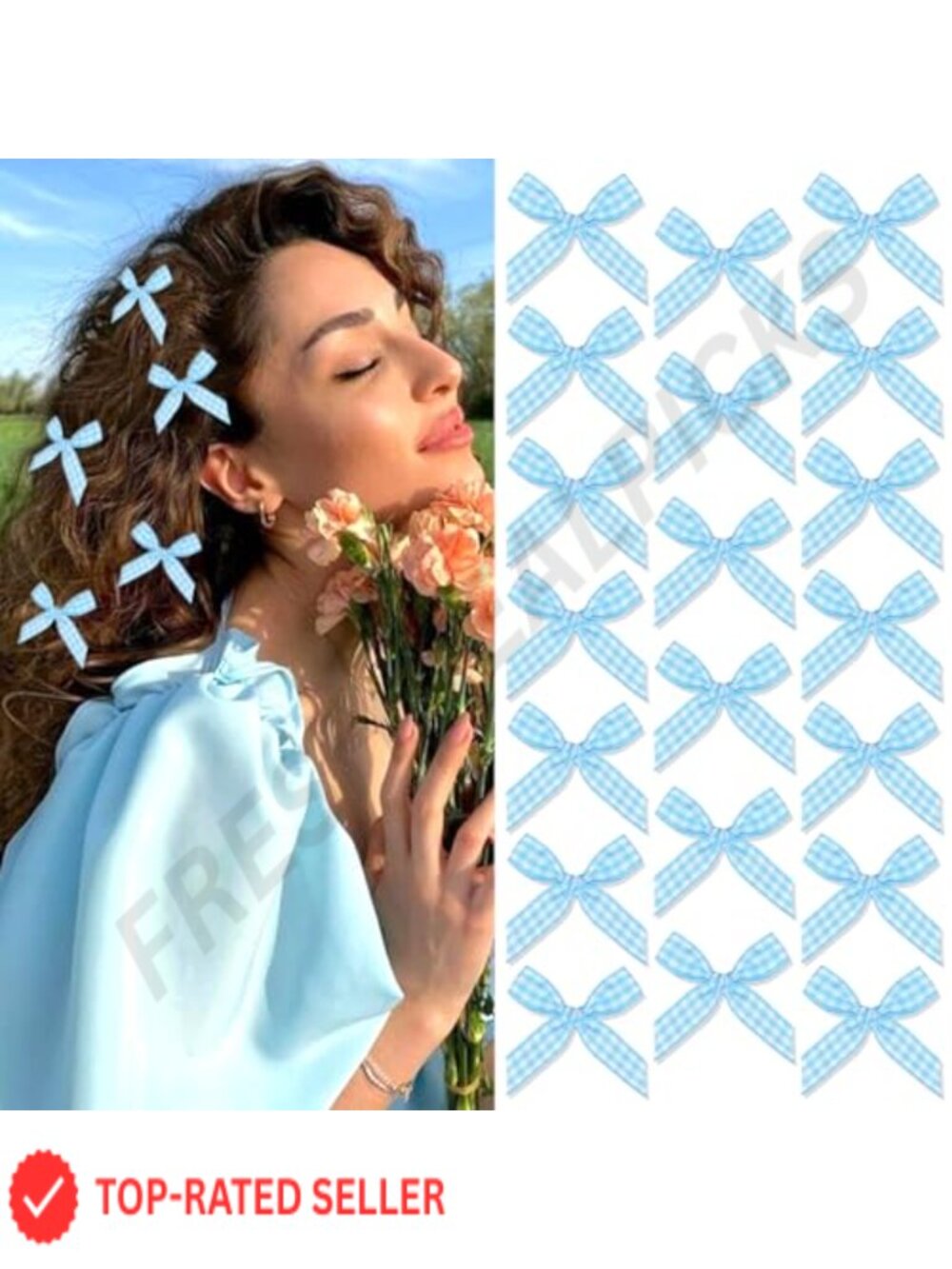 20PCS Satin Mini Hair Bow Clips Gingham Craft Alligator Barrettes for Teens